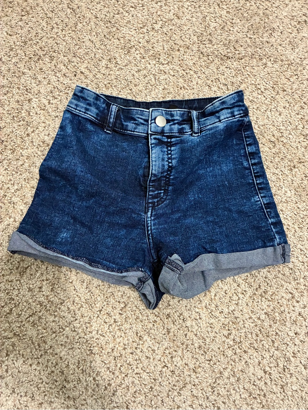 Divided Dark Blue High Waist Denim Shorts